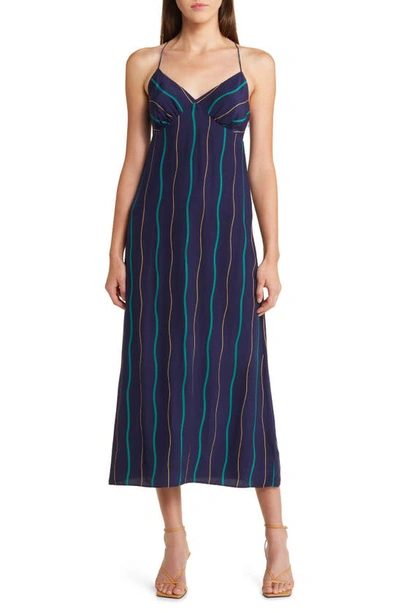 Madewell Layton Wavy Stripe Midi Slipdress In Fresh Blueberry