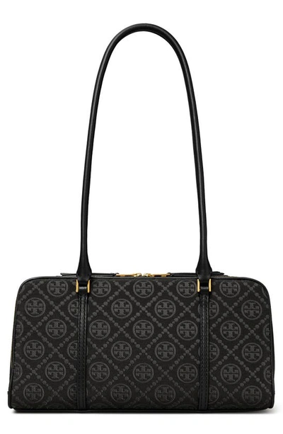 Tory Burch T Monogram Small Marshmallow Leather Satchel In Black