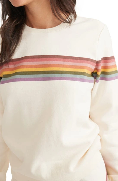 Marine Layer Anytime Rainbow Stripe Sweatshirt In White