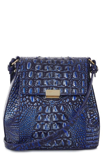 Brahmin Margo Croc Embossed Leather Crossbody Bag In Kyanite Melbourne