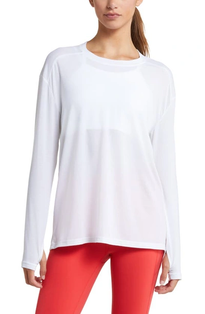 Zella Studio Open Back Long Sleeve T-shirt In White