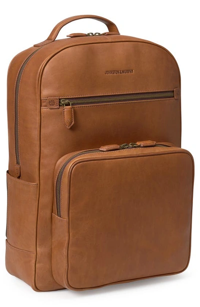 Johnston & Murphy Rhodes Leather Backpack In Tan Full Grain Leather