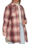 Levi's® Plaid Faux Shearling Lined Long Shirt Jacket In Cream/ Rose/ Plum Ombre