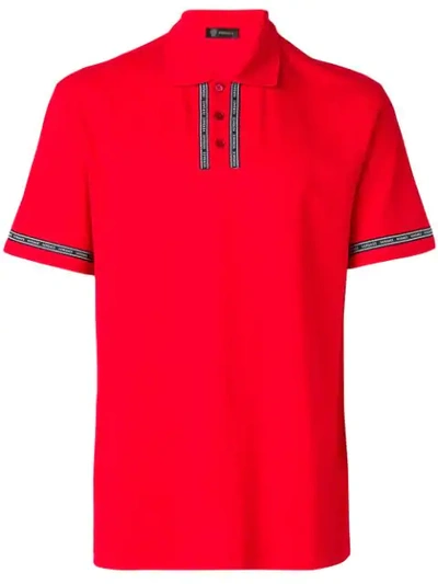 Versace Contrast Logo Polo Tee In Red