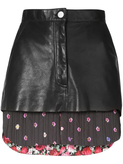 Natasha Zinko Leather Printed Mini Skirt In Black