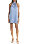 Ramy Brook Sam Halter A-line Satin Minidress In Steel Blue