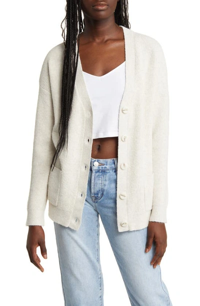 Bp. Oversize Easy Cardigan In Beige Oatmeal Light Heather