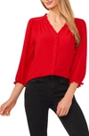 Cece Ruffle V-neck Blouse In Red