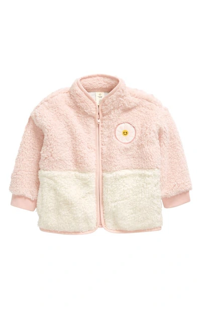 Tucker + Tate Babies' Colorblock High-pile Fleece Zip-up Jacket In Pink English- Ivory