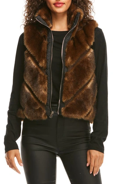 Donna Salyers Fabulous-furs Reversible Chevron Quilted Shortie Faux Fur Reversible Vest In Sab