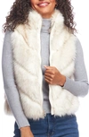 Donna Salyers Fabulous-furs Reversible Chevron Quilted Shortie Faux Fur Reversible Vest In Ivory