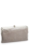 Hobo 'lauren' Leather Double Frame Clutch In Stone