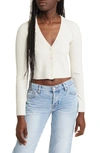 Bp. Crop Rib Cardigan In Beige Oatmeal Light Heather