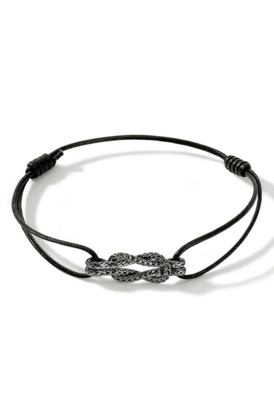 John Hardy Love Knot Blackened Sterling Silver Cord Bracelet In Cotton Cord