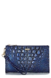 Brahmin Daisy Croc Embossed Leather Wristlet In Kyanite