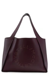 Stella Mccartney Studded Logo Faux Leather Tote In 6002 Plum