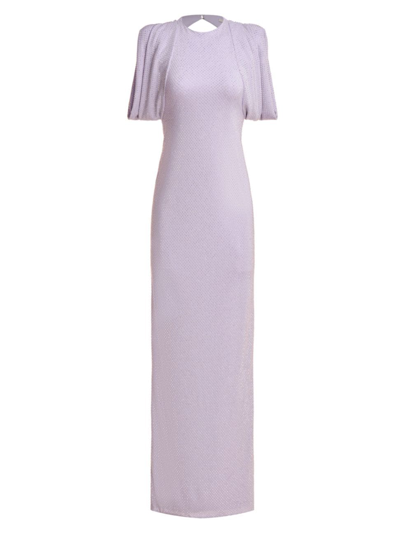 Et Ochs Kylie Crystal-embellished Cowl Open-back Gown In Haze