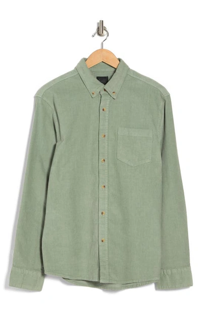 14th & Union Solid Long Sleeve Cotton Button-down Shirt In Green Iceberg