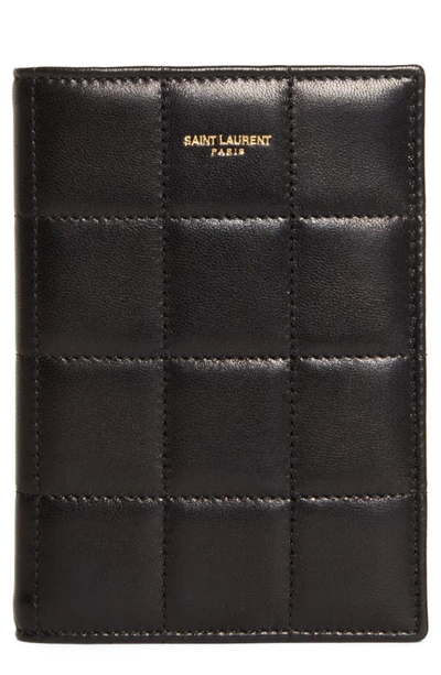 Saint Laurent Quilted Leather Passport Case In 1000 Nero