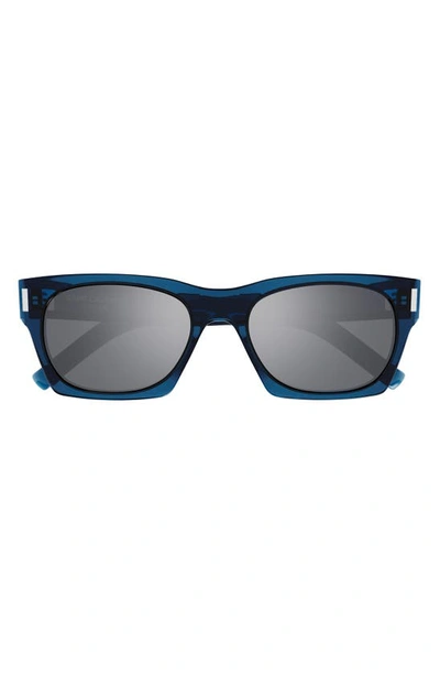 Saint Laurent Men's Corner Angle 54mm Rectangular Sunglasses In Shiny Transparent