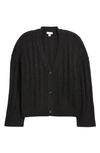 Topshop Knitted Fluffy V-neck Wide Rib Cardigan In Black