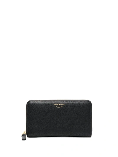 Emporio Armani Zip Around Continental Wallet In Black