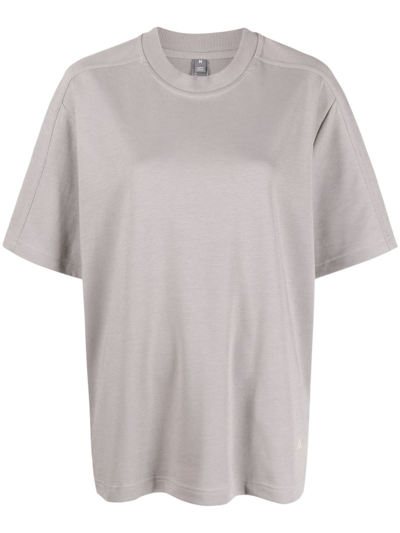 Adidas By Stella Mccartney Brand-print Relaxed-fit Woven T-shirt In Grey