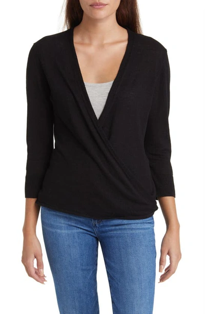 Tommy Bahama Addison Linen Blend Cardigan In Black