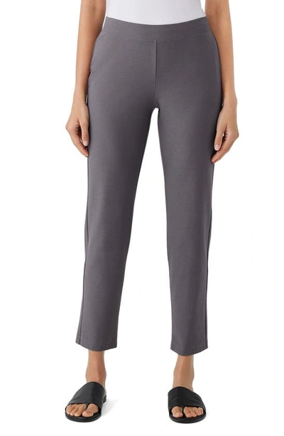 Eileen Fisher Slim Ankle Stretch Crepe Pants In Meteor