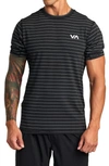 Rvca Sport Vent Stripe Performance Graphic T-shirt In Black