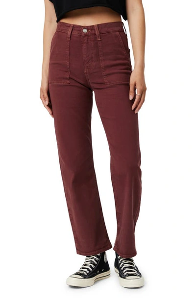 Mavi Jeans Shelia High Waist Relaxed Straight Leg Twill Trousers In Port Luxe Twill