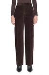 Frame Pleated High Waist Stretch Cotton Corduroy Pants In Espresso
