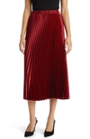 Anne Klein Pleated Satin Skirt In Titan Red