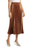 Anne Klein Pleated Satin Skirt In Vicuna