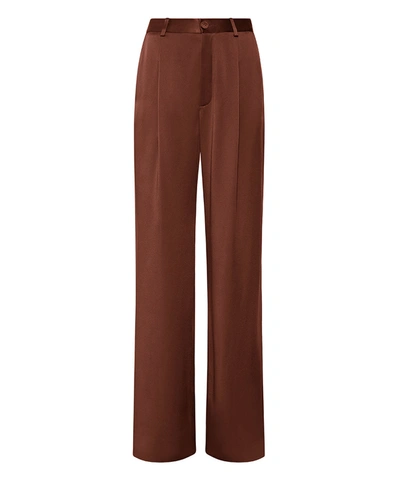 Lapointe Satin Relaxed Pleated Pant In Umber