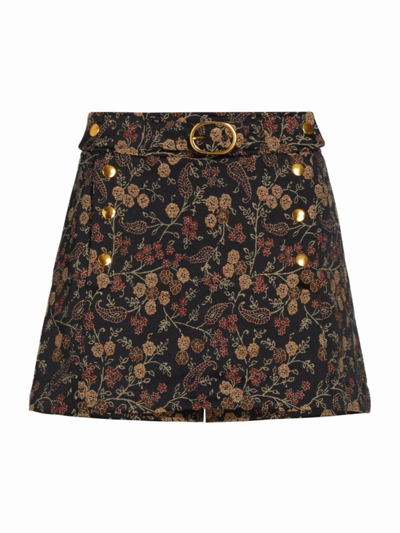 Derek Lam 10 Crosby Women's Hester Floral A-line Mini Skort In Black Multi