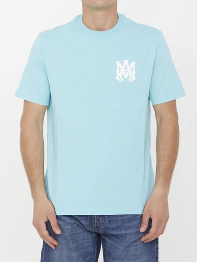 Amiri Cotton T-shirt With Logo In Blue