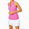 Lilly Pulitzer Upf 50+ Luxletic Lakelyn Bra Polo Top In Aura Pink Check You Out