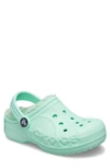 Crocs Kids' Baya Faux Shearling Lined Clog In Neo Mint