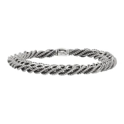 Ugo Cacciatori Silver Braided Curb Chain Bracelet