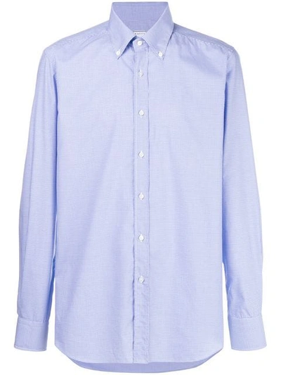 Xacus Gingham Button Down Shirt In Blue