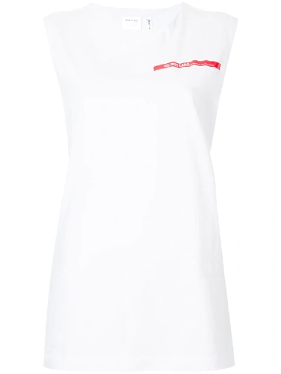 Helmut Lang White Cotton Logo Top In Bianco