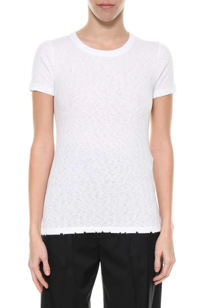 Helmut Lang Ribbed T-shirt In Bianco