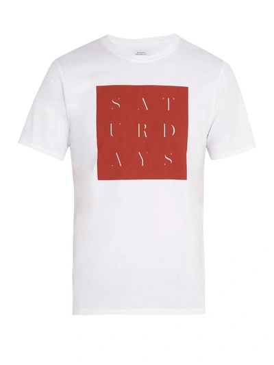 Saturdays Surf Nyc Saturdays Nyc - Stencil Grid Print Cotton T Shirt - Mens - White