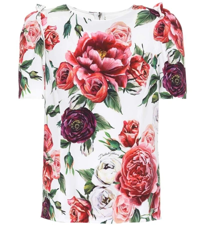 Dolce & Gabbana Floral Cotton Top In Multicoloured