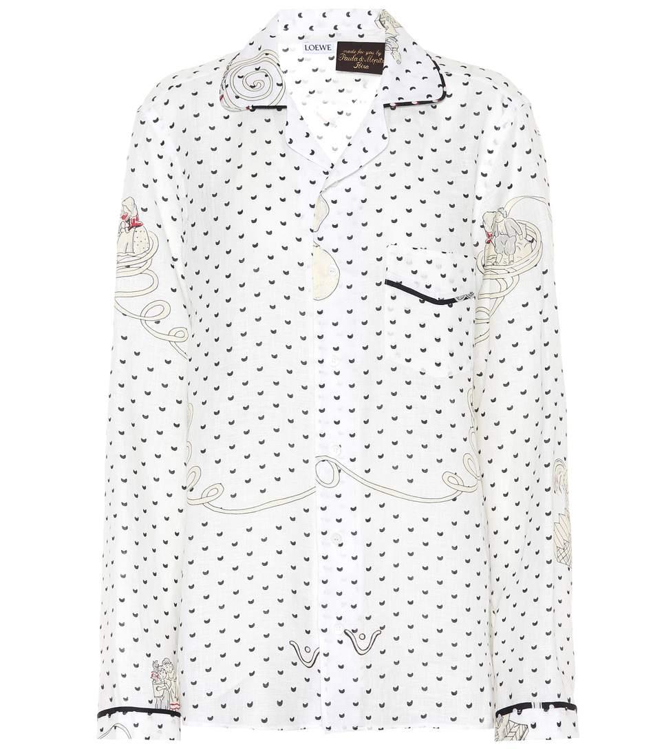 Loewe X Paula's Ibiza Printed Linen Shirt In White | ModeSens
