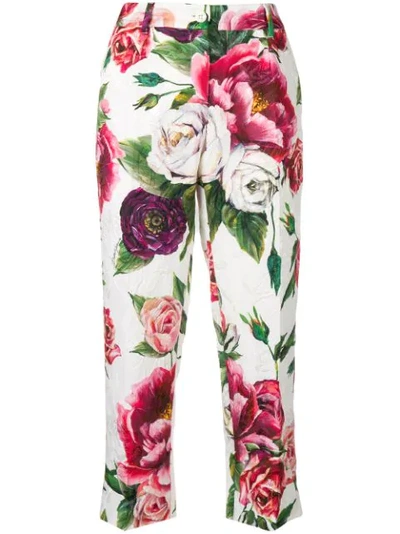 Dolce & Gabbana Silk-twill Rose And Peony-print Trousers In Floral Print