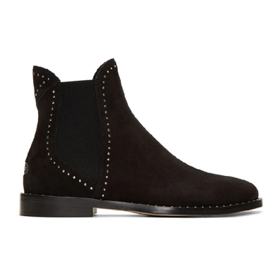 Jimmy Choo Merril Suede Ankle Boots In Black/silver