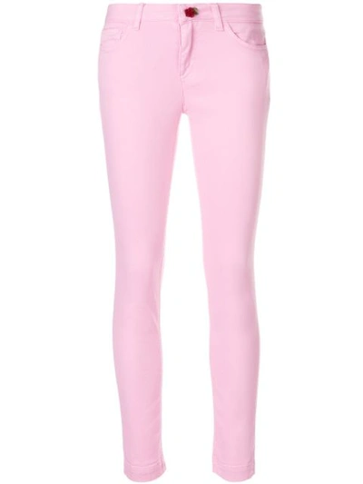 Dolce & Gabbana Rose Button Skinny Jeans In Pink