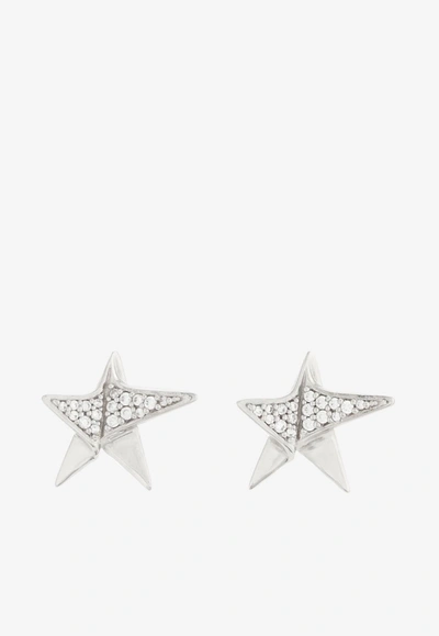 Ferragamo Crystal-embellished Star Earrings In Silver